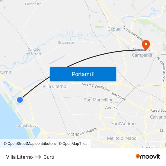 Villa Literno to Curti map