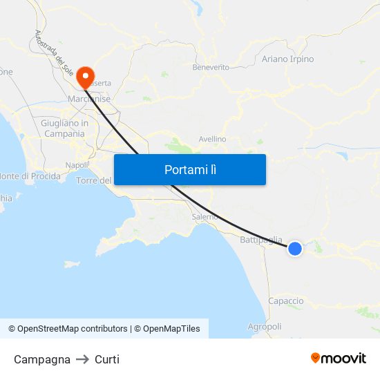 Campagna to Curti map
