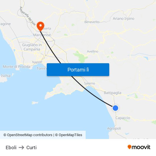 Eboli to Curti map