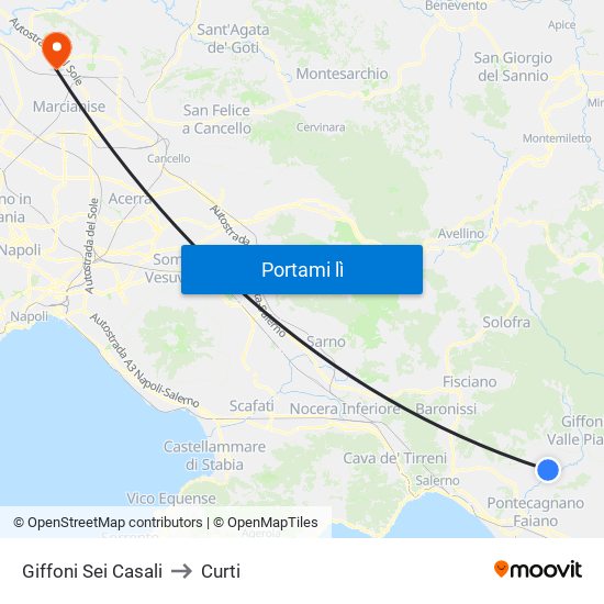 Giffoni Sei Casali to Curti map