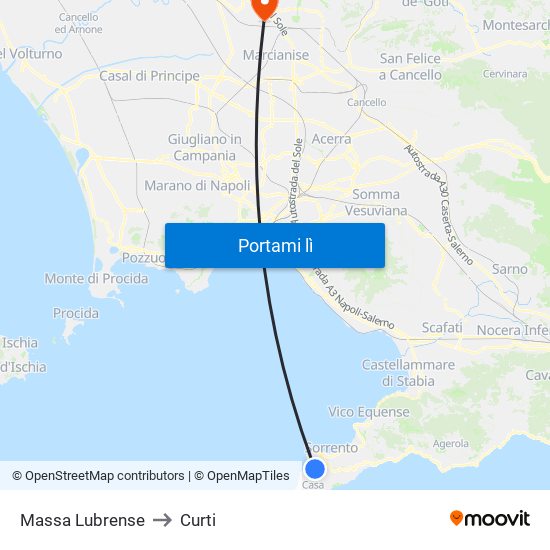 Massa Lubrense to Curti map