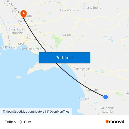 Felitto to Curti map