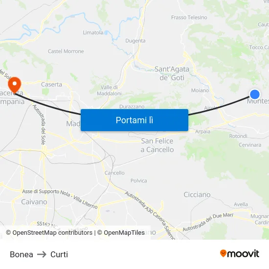 Bonea to Curti map