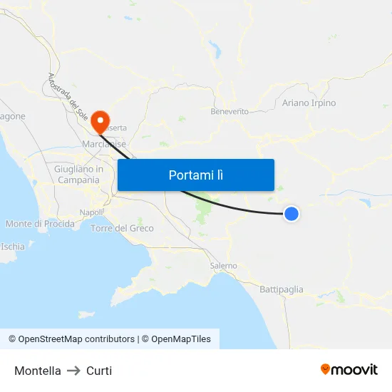 Montella to Curti map