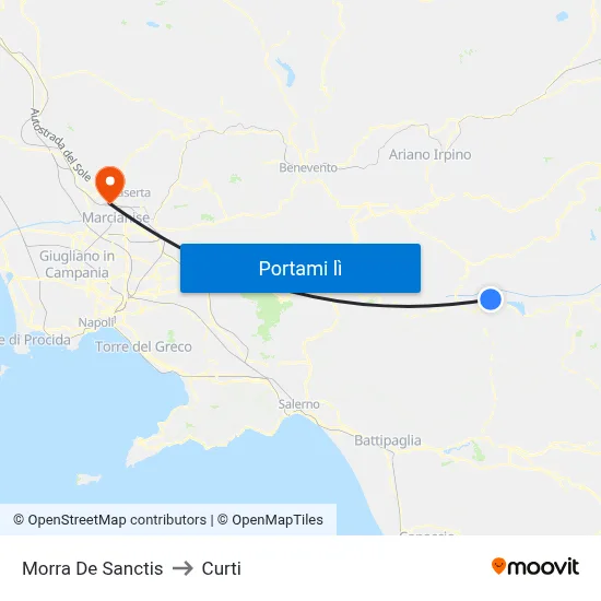 Morra De Sanctis to Curti map