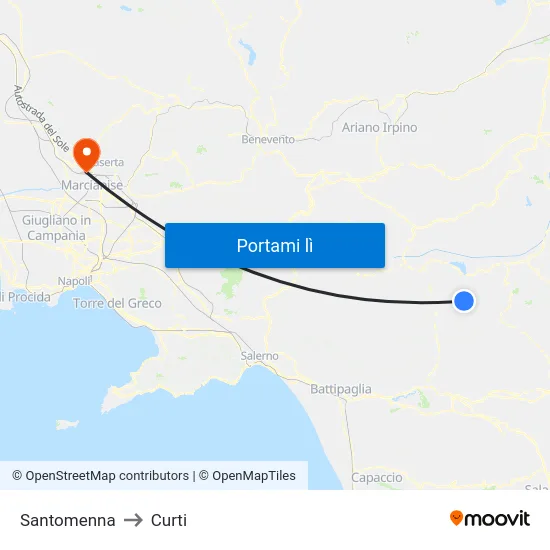 Santomenna to Curti map