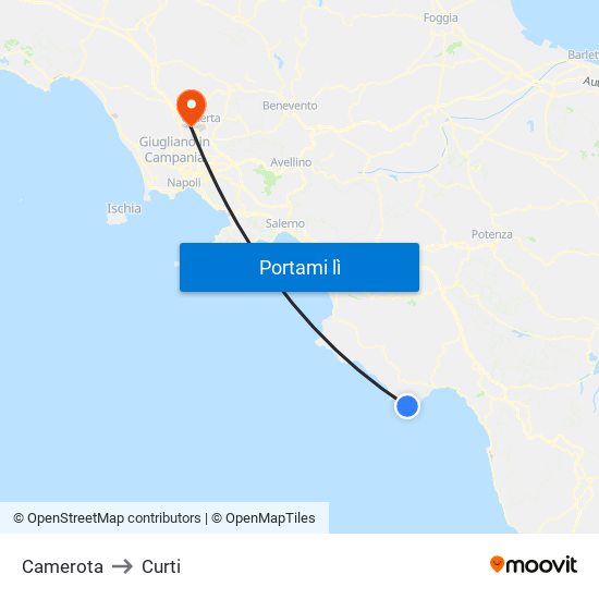 Camerota to Curti map