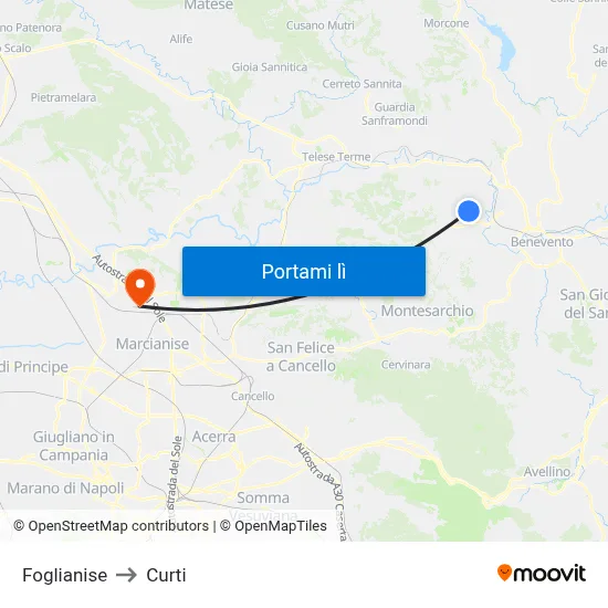 Foglianise to Curti map