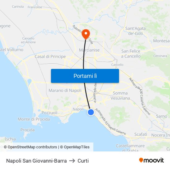 Napoli San Giovanni-Barra to Curti map