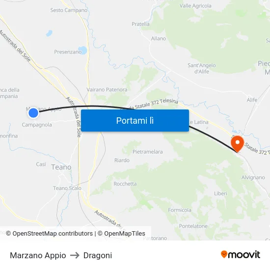 Marzano Appio to Dragoni map