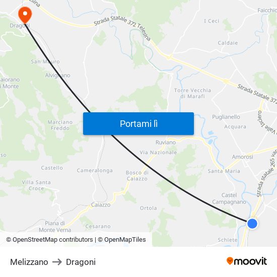 Melizzano to Dragoni map