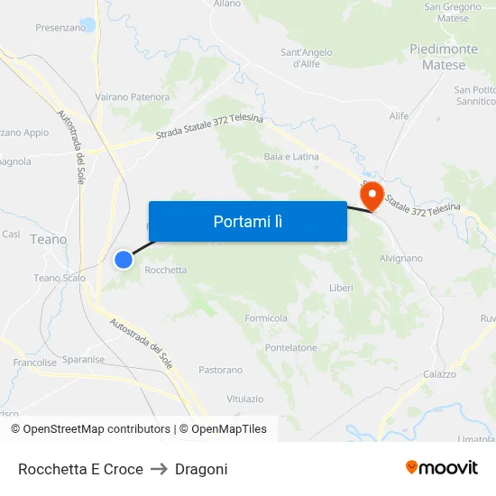 Rocchetta E Croce to Dragoni map