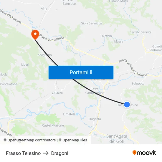 Frasso Telesino to Dragoni map