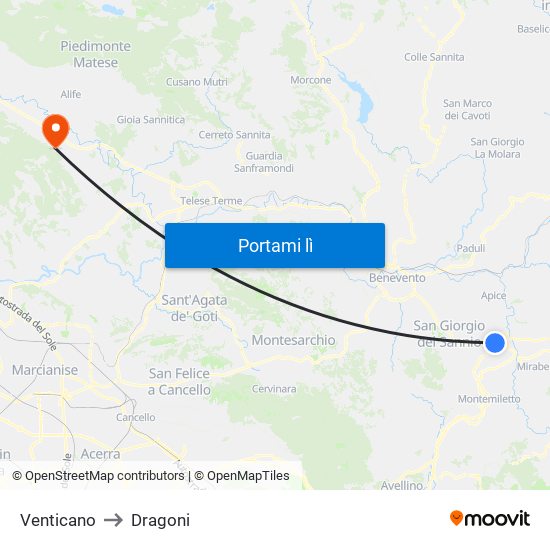 Venticano to Dragoni map