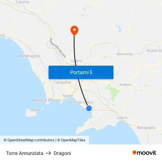 Torre Annunziata to Dragoni map