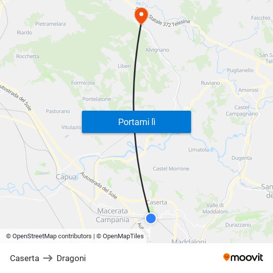 Caserta to Dragoni map