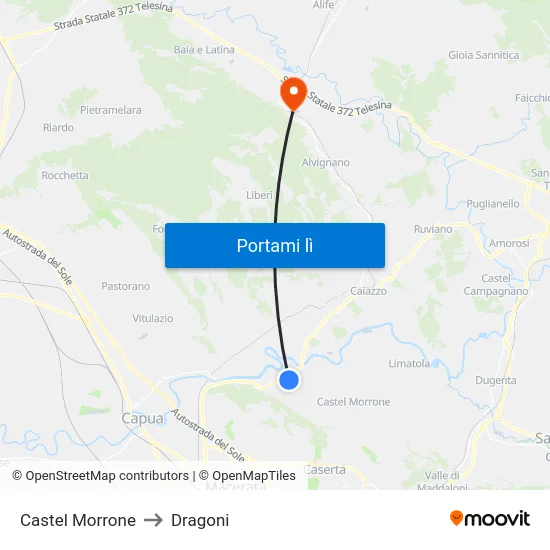 Castel Morrone to Dragoni map