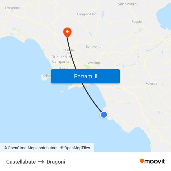 Castellabate to Dragoni map