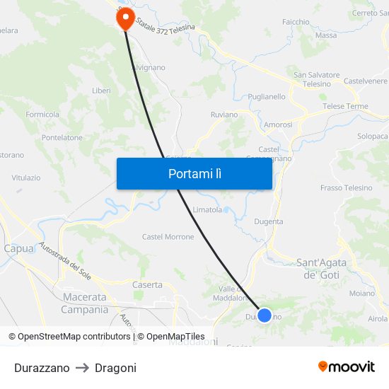 Durazzano to Dragoni map