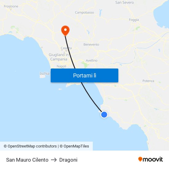 San Mauro Cilento to Dragoni map