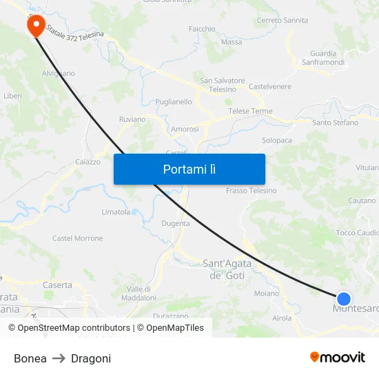 Bonea to Dragoni map