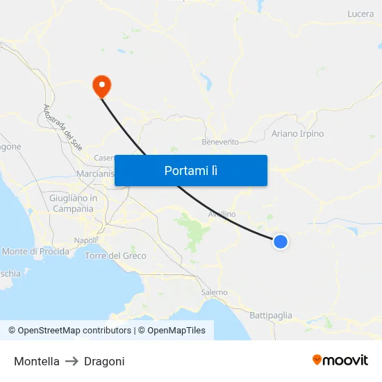 Montella to Dragoni map