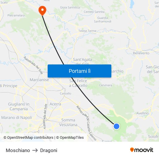 Moschiano to Dragoni map