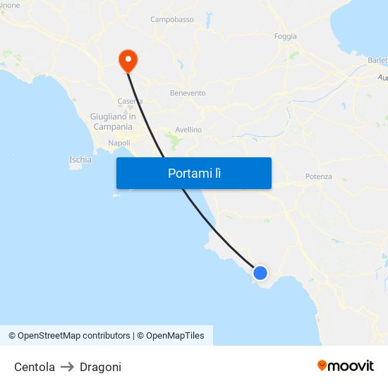 Centola to Dragoni map