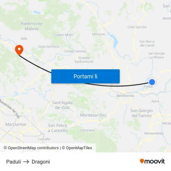 Paduli to Dragoni map