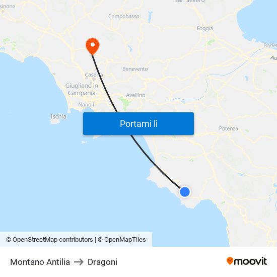 Montano Antilia to Dragoni map