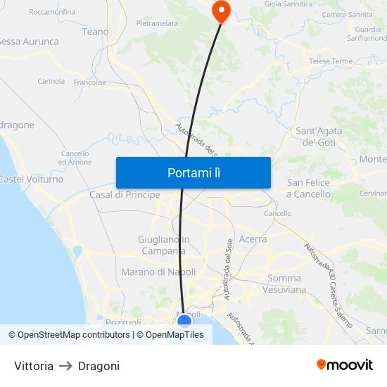 Vittoria to Dragoni map