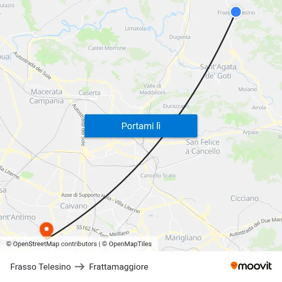 Frasso Telesino to Frattamaggiore map