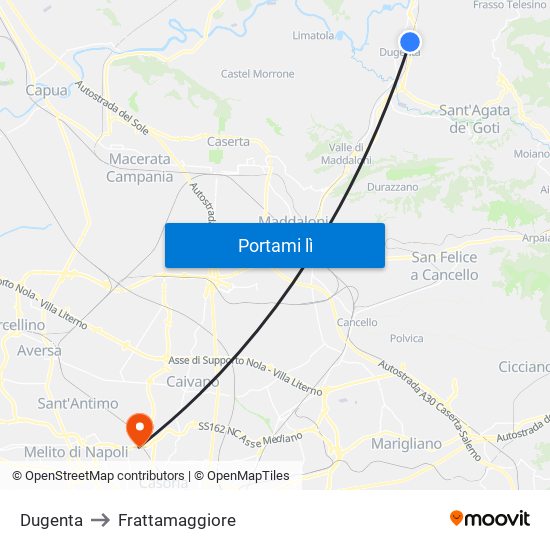 Dugenta to Frattamaggiore map