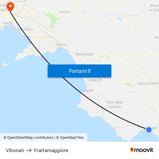 Vibonati to Frattamaggiore map