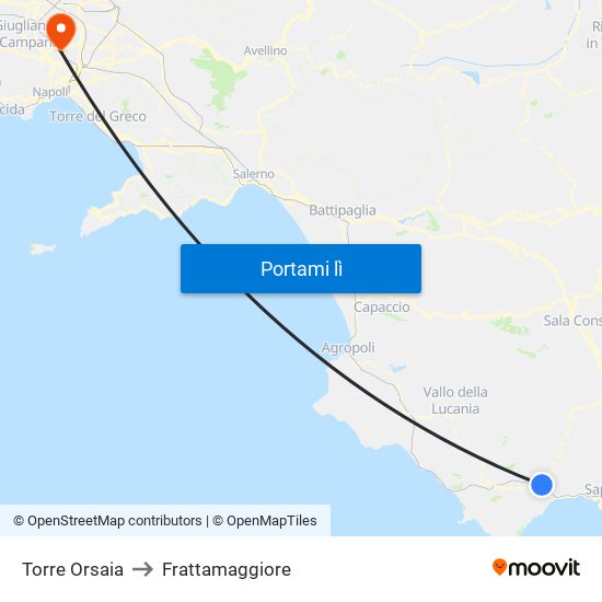 Torre Orsaia to Frattamaggiore map