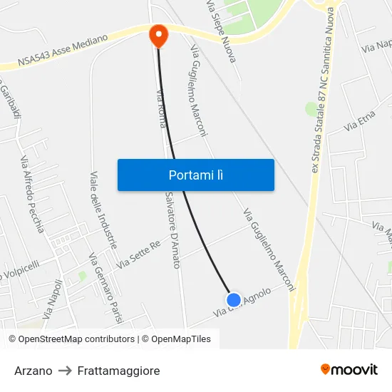 Arzano to Frattamaggiore map