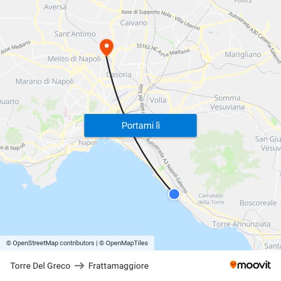Torre Del Greco to Frattamaggiore map