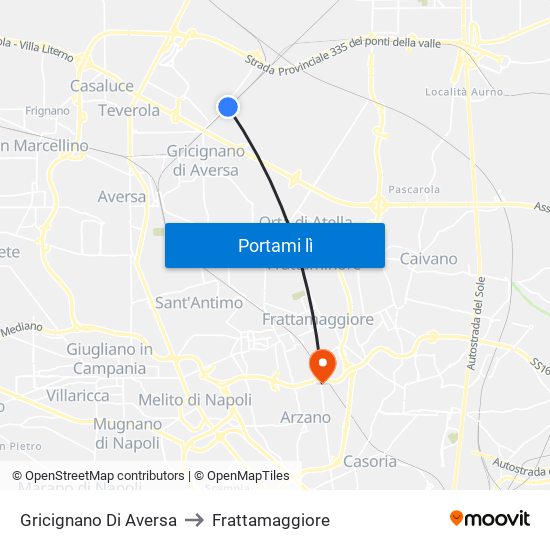 Gricignano Di Aversa to Frattamaggiore map