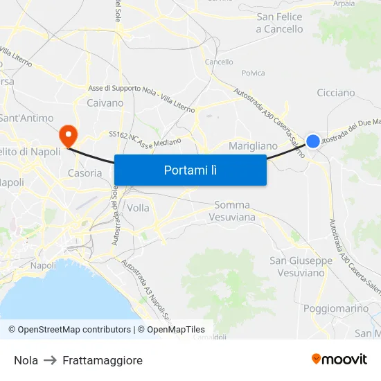 Nola to Frattamaggiore map