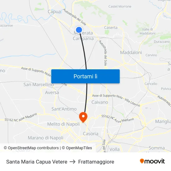 Santa Maria Capua Vetere to Frattamaggiore map