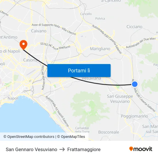 San Gennaro Vesuviano to Frattamaggiore map
