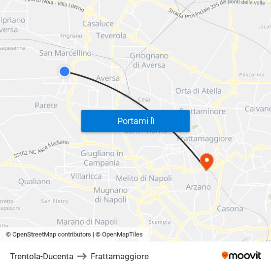 Trentola-Ducenta to Frattamaggiore map