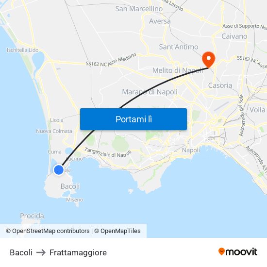 Bacoli to Frattamaggiore map