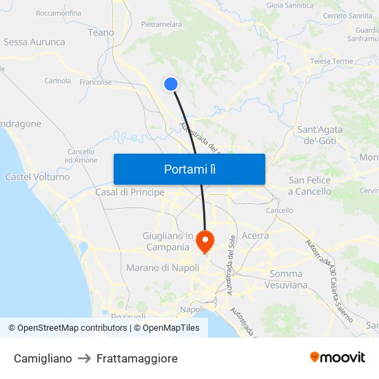 Camigliano to Frattamaggiore map