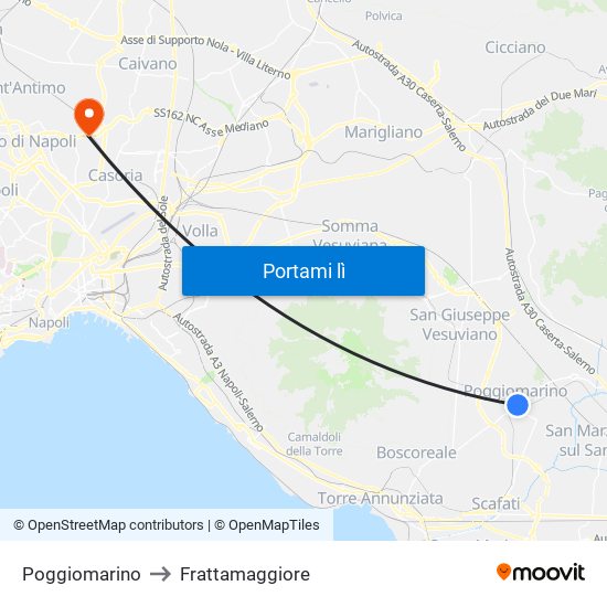 Poggiomarino to Frattamaggiore map