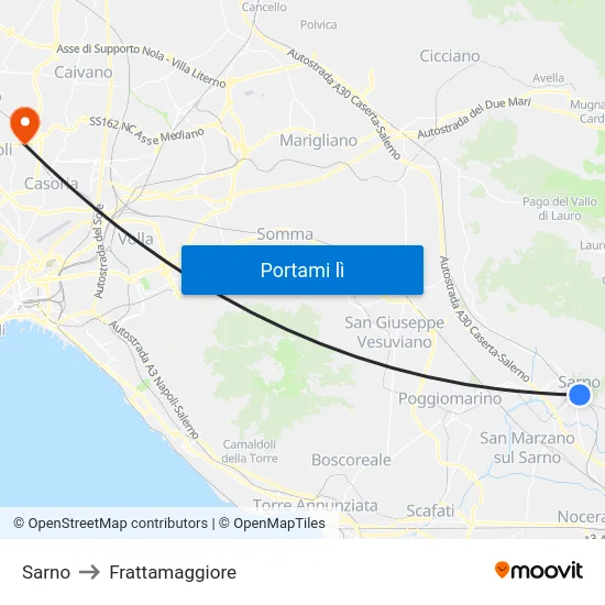 Sarno to Frattamaggiore map