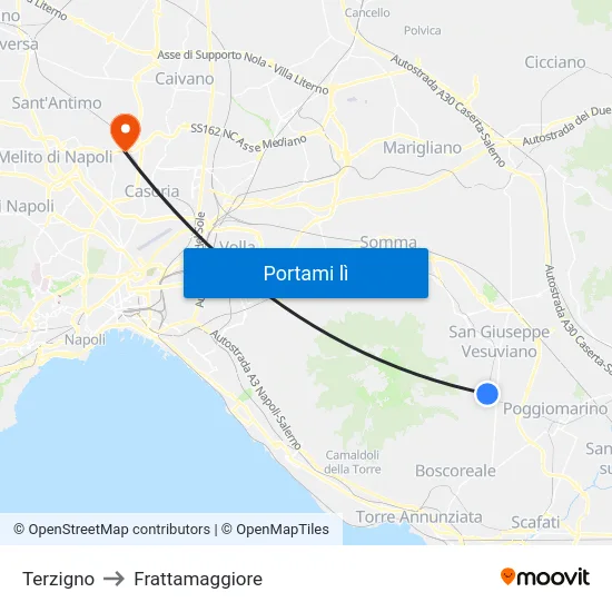 Terzigno to Frattamaggiore map
