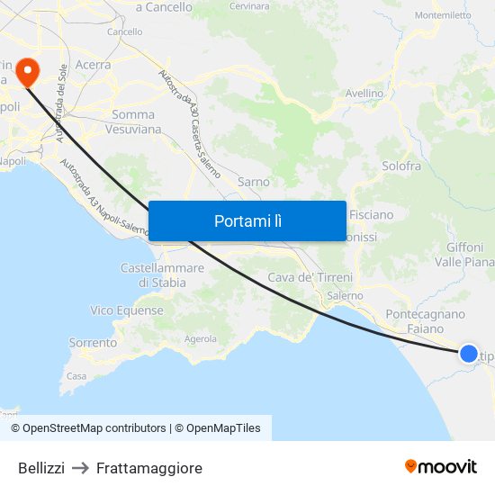 Bellizzi to Frattamaggiore map