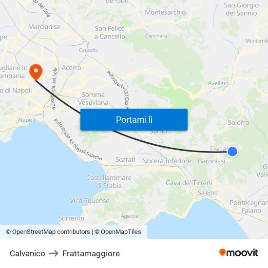 Calvanico to Frattamaggiore map