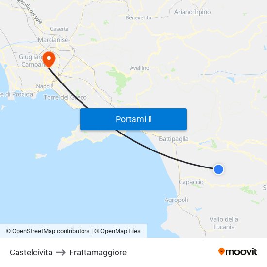 Castelcivita to Frattamaggiore map